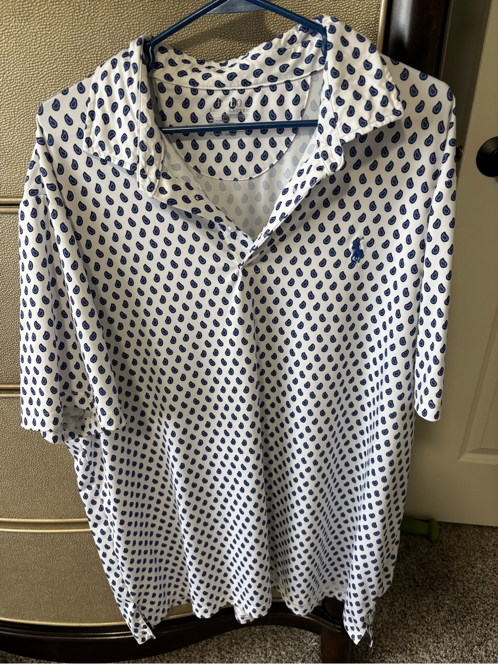 Polo by Ralph Lauren White Polo with Navy Paisley Teardrop Print